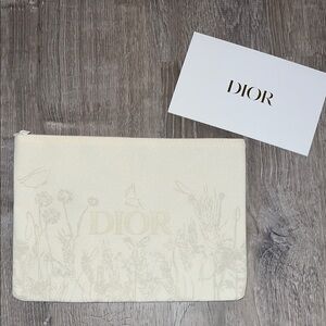 Dior Beauty Spring Flower Large Pouch Makeup Bag Clutch Natural Beige - NWOB